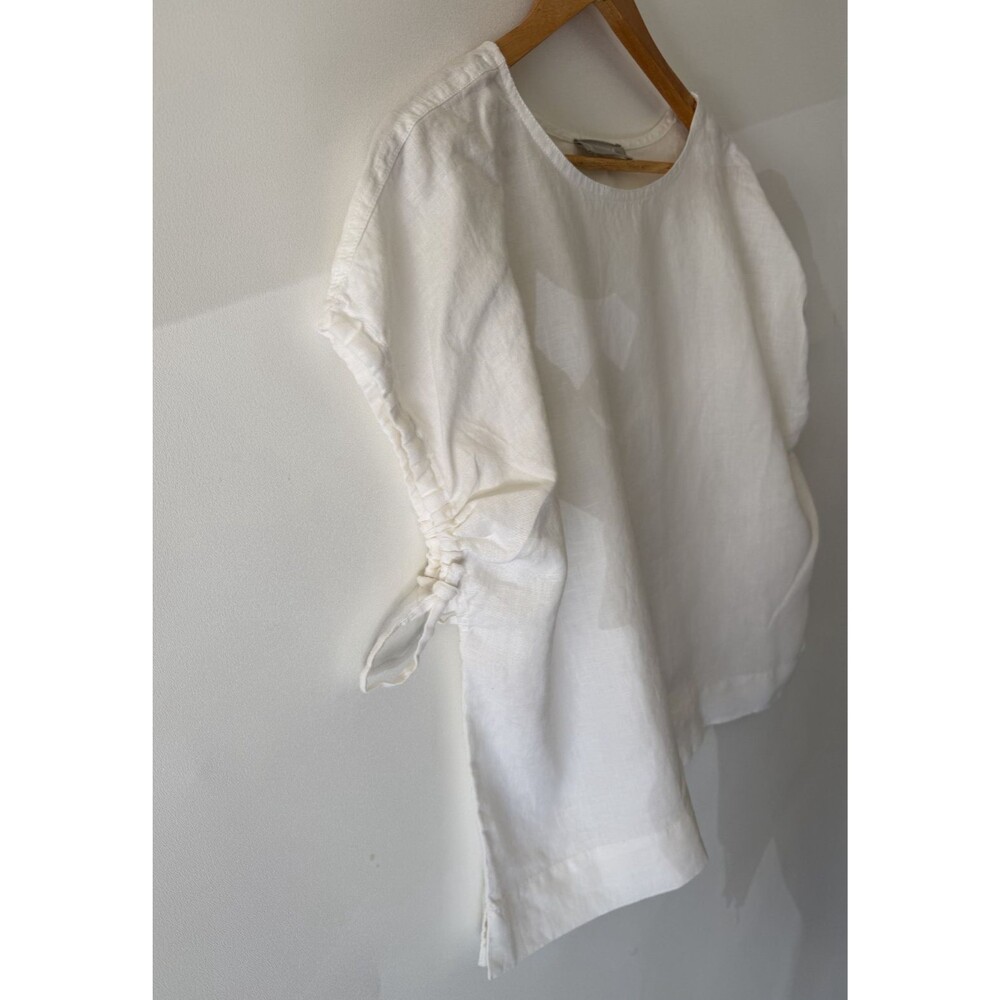 Everlane Top Womens Large White 100% Linen Short Sleeve Boxy Relaxed Shirt - Picture 2 of 13